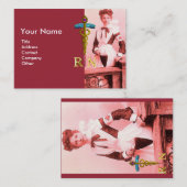 Carte De Visite VINTAGE NURSE et Gold Caduceus (Devant / Derrière)