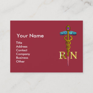 Carte De Visite VINTAGE NURSE et Gold Caduceus