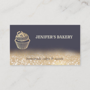 Carte De Visite Vintage or gliterie mignonne cupcake boulangerie a