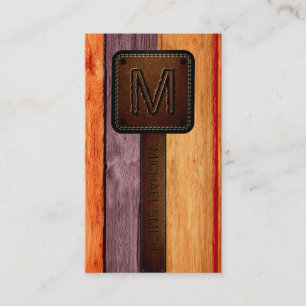 Carte De Visite Vintage Orange Bois Brown cuir look