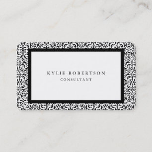Carte De Visite Vintage Ornate Noir Blanc Professionnel Classique