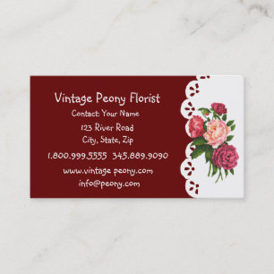 Carte De Visite Vintage Peony Florist Shop Fleur Floral