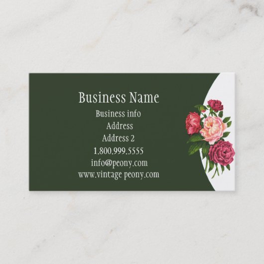 Carte De Visite Vintage Peony Garden (Devant)