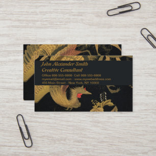 Carte De Visite Vintage Phoenix Gold Black Bird japonais