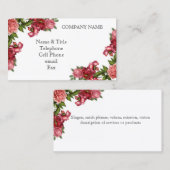 Carte de visite vintage Red Roses (Devant / Derrière)