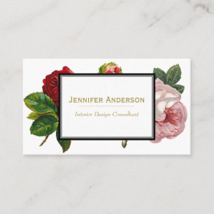 Carte De Visite Vintage Rose et or Floral