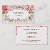 Carte De Visite Vintage rose floral (Devant / Derrière)