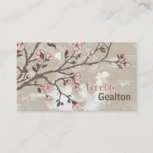 Carte De Visite Vintage rose pâle fleurs grunge floral taupe