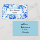 Carte De Visite   Vintage. Roses bleus. (Devant / Derrière)