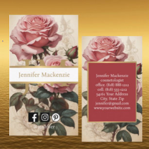 Carte De Visite Vintage Roses Or Joli Rose