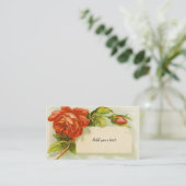 Carte De Visite Vintage, Roses rouges, Aquarelle (Debout devant)