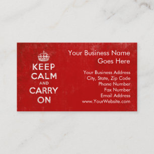 Carte De Visite Vintage Rouge Foncé en Distress Keep Calm and Carr
