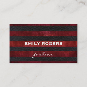 Carte De Visite Vintage rouge tendance / Motif en cuir élégant