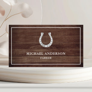 Carte De Visite Vintage rustique Farrier de fer à cheval en bois d