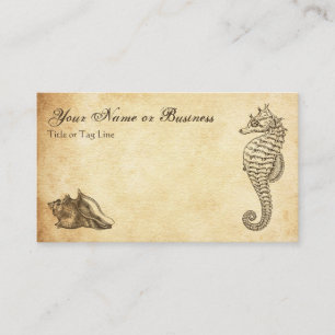Carte De Visite Vintage Seahorse et Conch Shell Beach