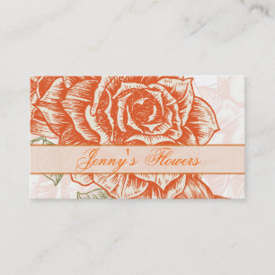 Carte De Visite Vintage tangerine orange roses personnalisés
