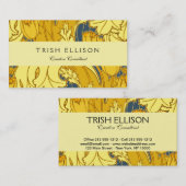 Carte De Visite Vintage Tulip Blue Gold Motif (Devant / Derrière)