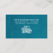 Carte de visite vintage turquoise de photographe (Dos)