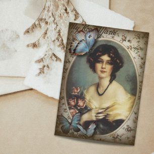 Carte De Visite vintage victorien floral retro paris femme