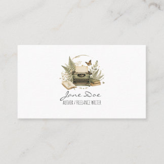 Carte De Visite Vintage Watercolor Typewriter Author Business Card
