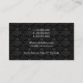 Carte De Visite Vintnage Floral Damask Black Gray Custom (Dos)