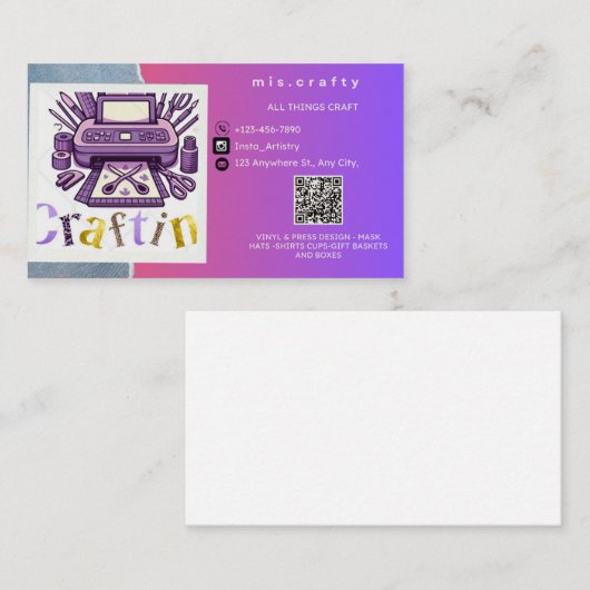 Carte de visite vinyle (Devant / Derrière)