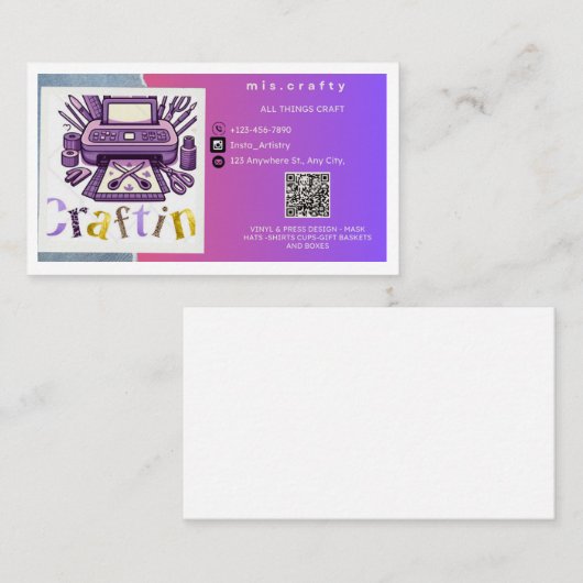 Carte de visite vinyle (Devant / Derrière)