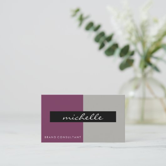 Carte De Visite Violet à deux tons / Gris (Debout devant)