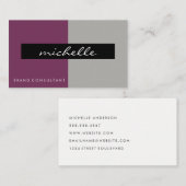Carte De Visite Violet à deux tons / Gris (Devant / Derrière)