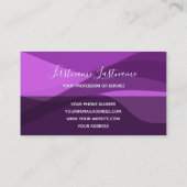Carte De Visite Violet abstrait vagues gris rectangles monogramme (Dos)