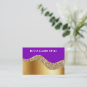 Carte De Visite Violet Arrière - plan & Or et Parties scintillant  (Debout devant)