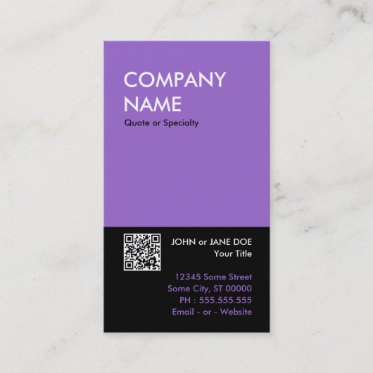 Carte De Visite violet audace concevoir votre propre code QR (Devant)