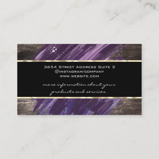 Carte De Visite Violet brossé | Bois (Dos)