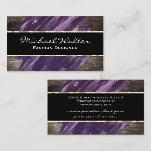Carte De Visite Violet brossé | Bois (Devant / Derrière)