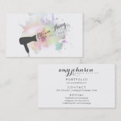 Carte De Visite violet chic moderne coup sec bar coiffeur grunge (Devant / Derrière)