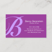 Carte de visite violet de monogramme rond (Devant)
