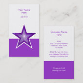 Carte de visite violet étoile violet blanc vertica (Devant / Derrière)