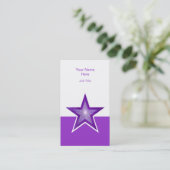 Carte de visite violet étoile violet blanc vertica (Debout devant)