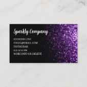 Carte De Visite Violet foncé scintillant code QR noir élégant (Devant)