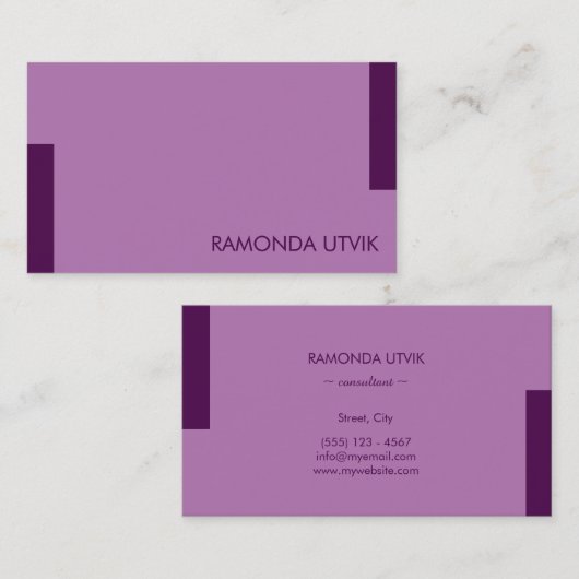 Carte De Visite Violet foncé Simple propre (Devant / Derrière)