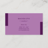 Carte De Visite Violet foncé Simple propre (Dos)