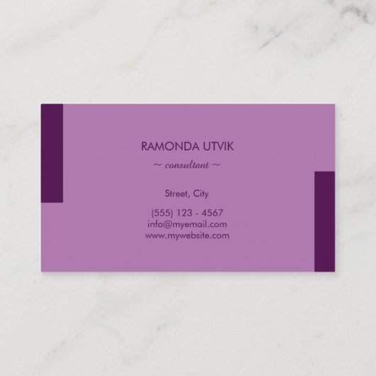Carte De Visite Violet foncé Simple propre (Dos)