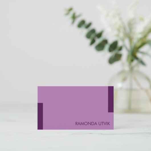 Carte De Visite Violet foncé Simple propre (Debout devant)