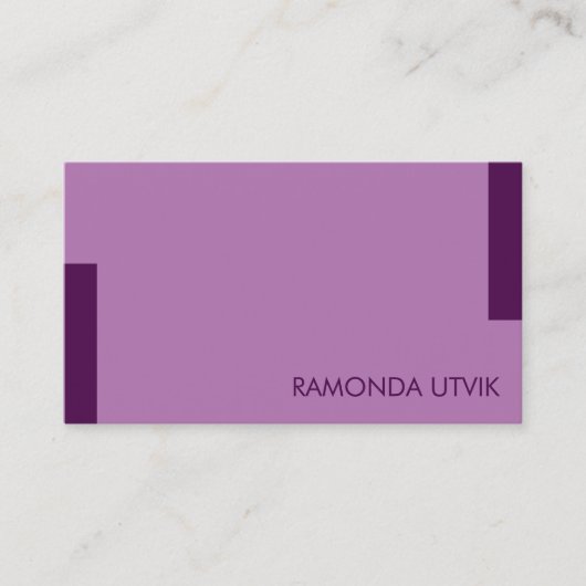 Carte De Visite Violet foncé Simple propre (Devant)