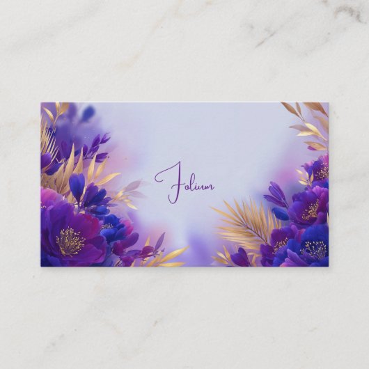 Carte De Visite Violet Gold Floral Geometric Frame Elegant (Devant)