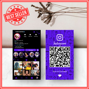 Carte De Visite Violet Instagram du salon de cheveux   Social Medi