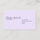 Carte De Visite Violet minimaliste élégant (Dos)