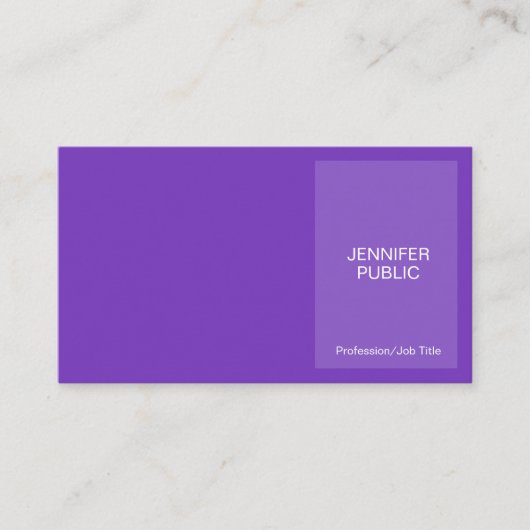 Carte De Visite Violet Moderne Élégant Créatif Chic Professionnel (Devant)