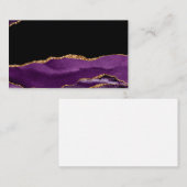 Carte De Visite Violet Noir Marbre Agate Glam Parties scintillant  (Devant / Derrière)