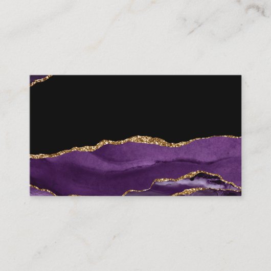 Carte De Visite Violet Noir Marbre Agate Glam Parties scintillant  (Devant)